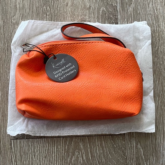 NWT “K•Carroll Orange Vegan Leather ZipUp Wristlet - Picture 9 of 12